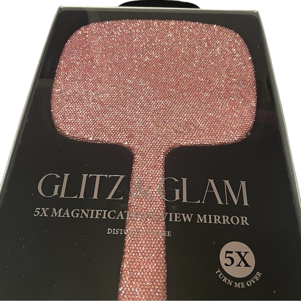 GLITZ & GLAM 5X Magnification Vanity View Mirror Pink rhinestone TikTok viral